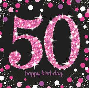 Servietten 50 Pink, 33 cm Spark. Celebration, 16er