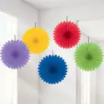 Papier Dekofächer 5er Regenbogen 15,2cm