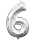 Folienballon Zahl 6 Silber, Minishape