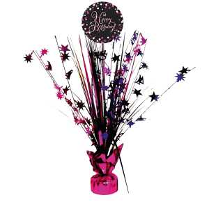 Tischdekoration 45cm Happy Birthday pink - aus Papier Folie, Amscan