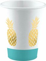 Pappbecher goldene Ananas 250 ml, 8 Stück