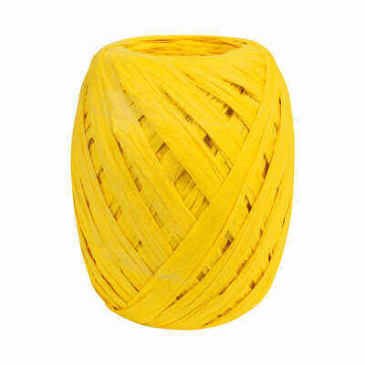 Raffia Bastband Papier gelb 30m x 10mm - Präsent