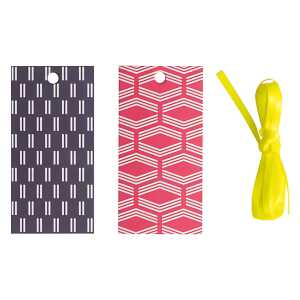 Geschenkanhänger 8er Set Vibes 2 Motive 4x8cm - Anthrazit, rot