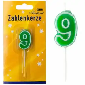 Idena Zahlenkerze "9" mit Spieß