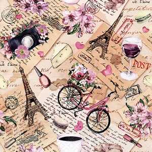 Servietten 33x33cm 20 Stück Voyage à Paris - ti-flair