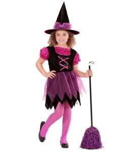 Kinderkostüm Hexe 2-3 J. Gr. 104, pink-schwarz