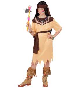 Indianerin, 116cm Kleid, Gürtel, Stirnband