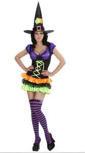 Kostüm Glamour-Hexe Gr. S, Kleid und Hut