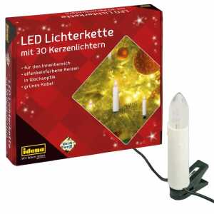 Idena Kerzenlichterkette LED 30er warmweiß f.Innen