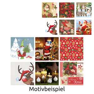 Servietten 20er 33x33cm Weihnachtsmotive sortiert - Idena