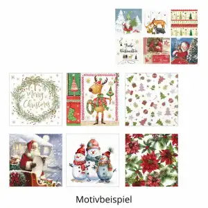 Servietten 20er 33x33cm Weihnachtsmotive sortiert - Idena
