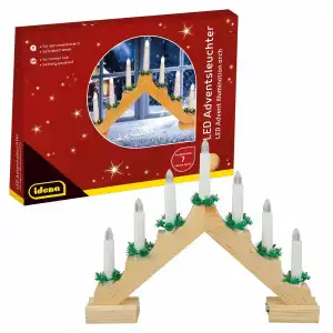 LED Adventsleuchter 7 LED natur batteriebetr. - 40x30cm,