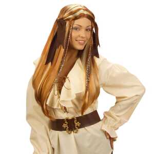 Perücke Piratin Perücke lang Perücke glatt Frauenperücke Fasching