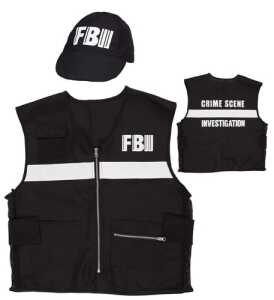 Kostümset FBI Gr. L Weste und Kappe - Faschingskostüm Karneval