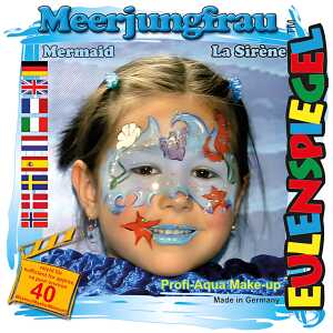 Motivschminke Meerjungfra 4 Farben, Pinsel