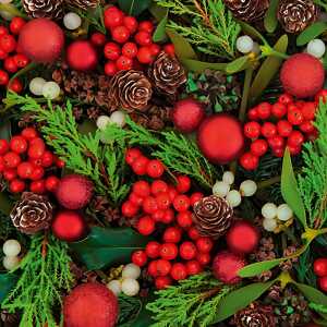 Servietten 33x33cm 20 St. Red Berries & Baubles