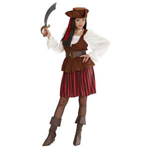 Kostüm Piratenbraut gr Kleid Weste Gürtel Kopfband,Hut Stiefelcover