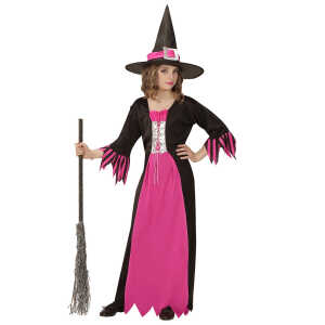 Kinderkostüm Hexe 8-10 J. Gr. 140, pink-schwarz 8003558072576