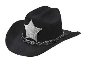Mini Cowboyhut schwarz mit Sheriffstern
