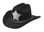 Mini Cowboyhut schwarz mit Sheriffstern