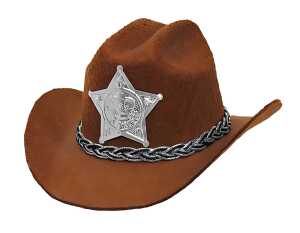 Mini Cowboyhut braun mit Sheriffstern