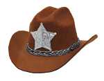 Mini Cowboyhut braun mit Sheriffstern
