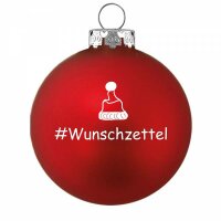 Baumkugel rot matt, Logo #Wunschzettel