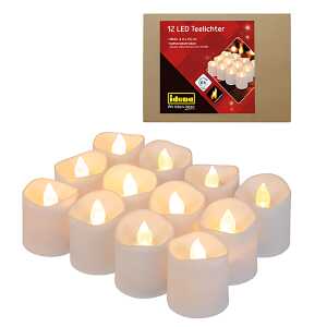 LED Teelichter 12er Box Ø4x4cm - 6 Stunden Timer,