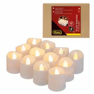 LED Teelichter 12er Box Ø4x4cm - 6 Stunden Timer,