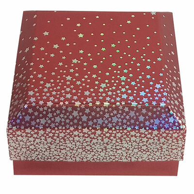 Geschenkbox rot FSC-Mix mit Sternen 15x15x8cm - Idena