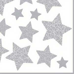 Servietten 20er 33x33cm Stelle Lucenti - white/silver ti-flair