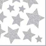 Servietten 20er 33x33cm Stelle Lucenti - white/silver...