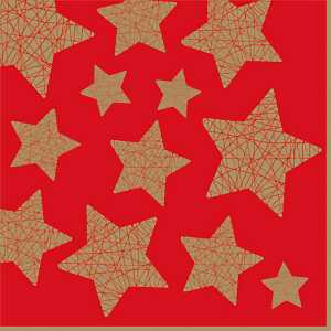 Servietten 20er 33x33cm Stelle Lucenti red/gold - ti-flair