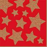 Servietten 20er 33x33cm Stelle Lucenti red/gold - ti-flair