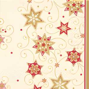 Serviette 25x25cm 20 St.Stars & Sw. gold