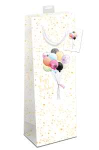Flaschentasche Ballons 12x39x10cm - Happy Birthday Schriftzug