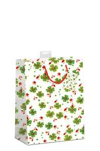 Geschenktasche Glücksklee Medium 18x23x10cm - Glückskäfer 210g Karton