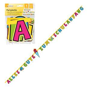 Partykette 2,7m Schulanfang Alles Gute - mit Befestigungsschnur, Heku