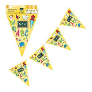 Wimpelkette 4m Schulanfang gelb mit Befestigungsschnur Höhe 30cm, Heku