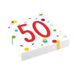 Motivserviette 33x33 Geburtstag Zahl 50 CONFETTI BIRTHDAY...