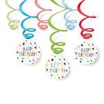 Deko Spiralen 80cm 6er Konfetti Birthday Party aus Papier...