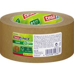 Tesapack Paper ecoLogo® Packband aus Papier, braun, 50m x 50mm