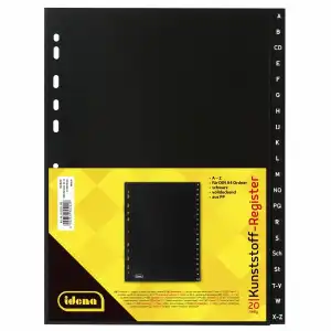 Idena Register A4, A-Z 20-tlg. schwarz, 120µ