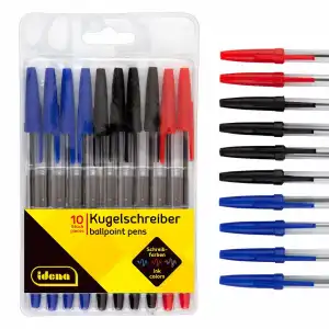 Idena Kugelschreiber 10St Schreibfarbe Ro/Bl/Schw