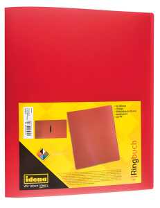 IDENA Ringbuch A4 2 Ringe PP Idena rot 35mm, transluzent