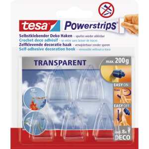 Powerstrips Deco-Haken - ablösbar, Tragfähigkeit 200 g, transparent