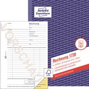 Avery Zweckform Rechnung 1730 DIN A5 1 Durchschlag 2 x 40 Bl.