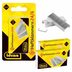 Idena Heftklammern 24/6 2 X 1.000 Stück, verzinkt
