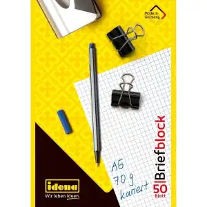 Idena Briefblock FSC-Mix kariert A5 kopfgeleimt