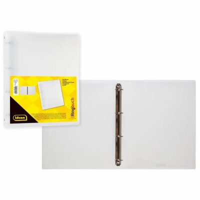 Idena Ringbuch A4 4Ringe PP, transparent - für ca. 300 Blatt A4, Ringdurchmesser 30mm - Rückenbreite 30mm